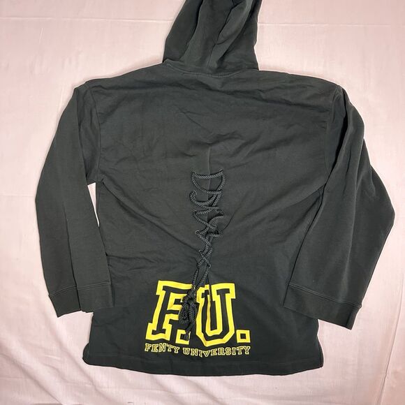 FENTY PUMA Rihanna Long Hoodie University Lace-Up Back Oversized Sweater Medium - Picture 7 of 11